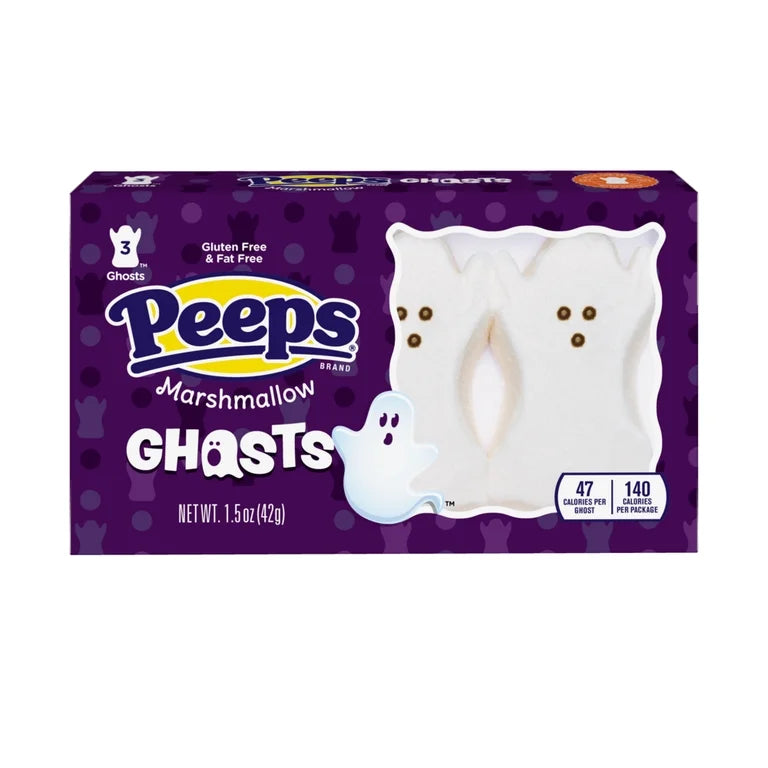 PEEPS Marshmallow Ghosts Halloween Candy 3 Count 1.5 Ounces Gluten-Free